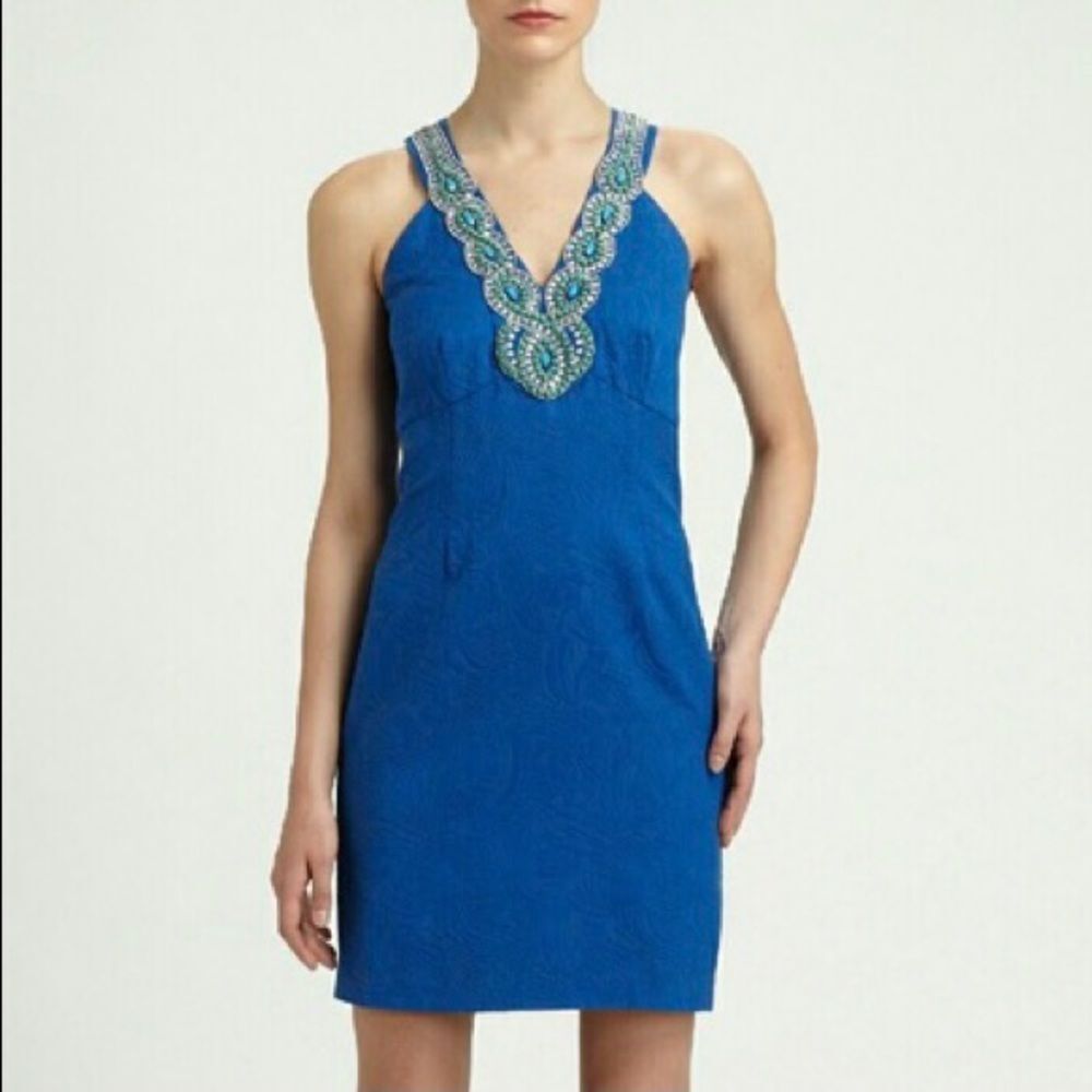 NWT!  Laundry sleeveless Tide Pool blue dress 14